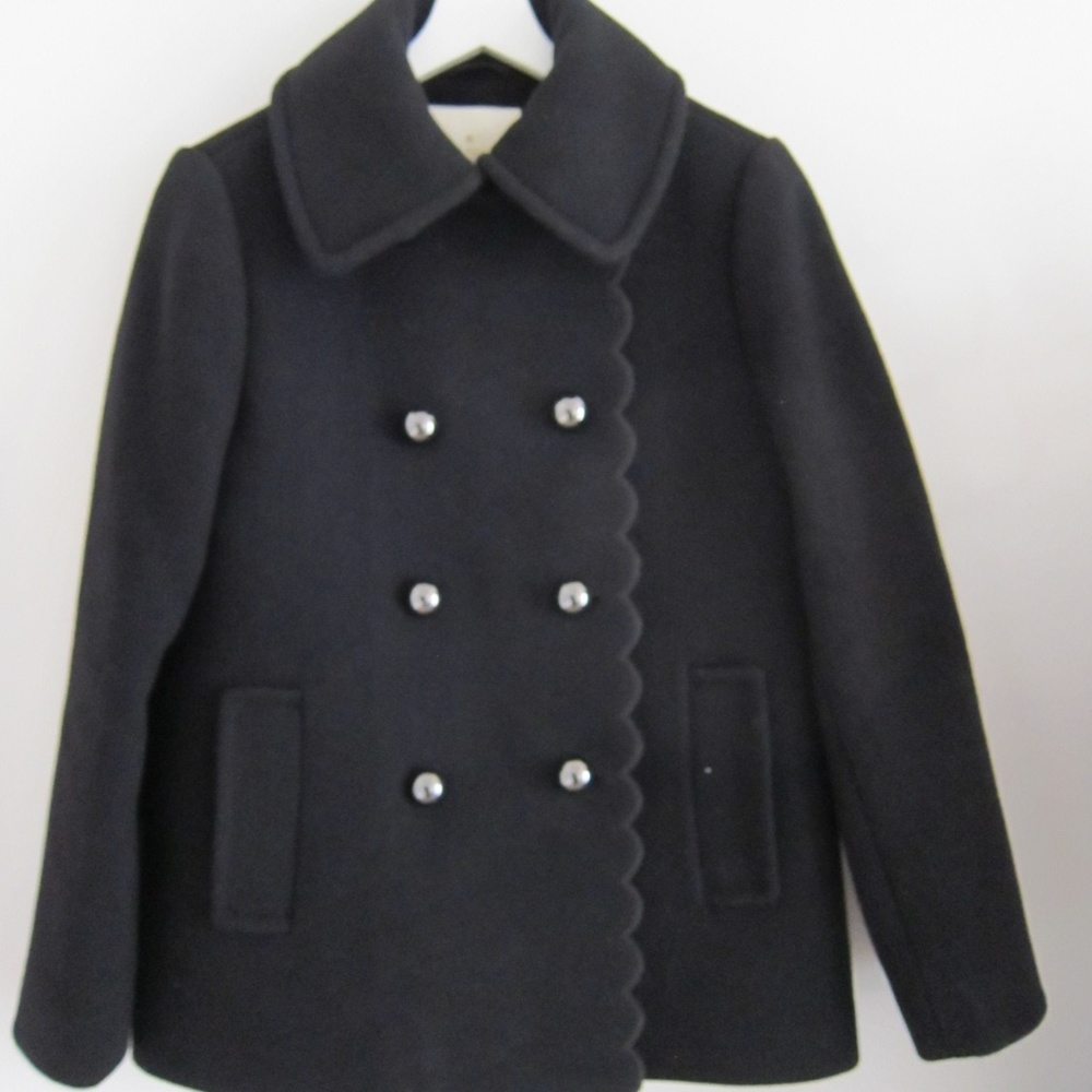 Kate Spade Out West Scallop Peacoat XS Black New